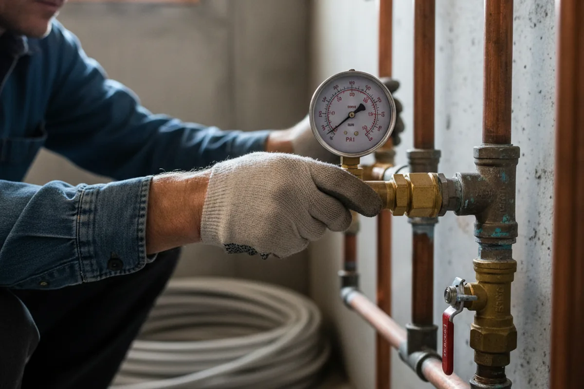 Pressure testing a repaired line during Water Line Repair in Crum Lynne